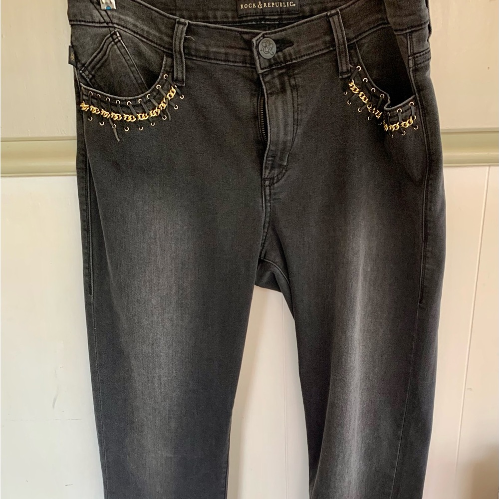 Rock & Republic faded Black jeans size 14 M. Felt like a 12. Never worn.